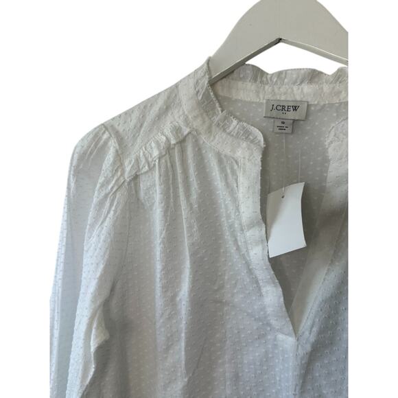 J.Crew White Popover Ruffle Top in Swiss Dot Women's Size Small New - Picture 4 of 7